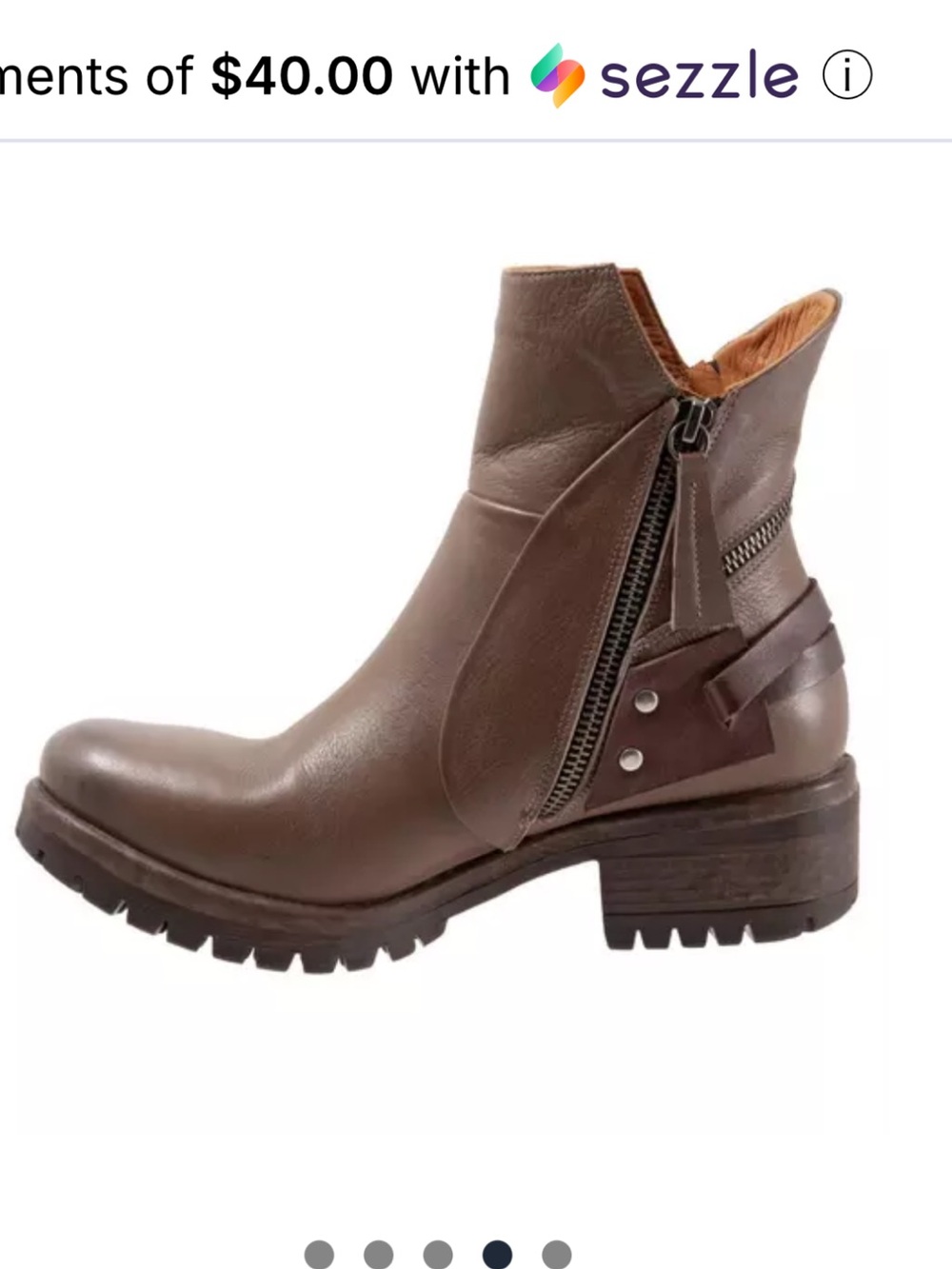 Bueno Taupe Leather Ankle Boots with Buckle Accent - Picture 7 of 7